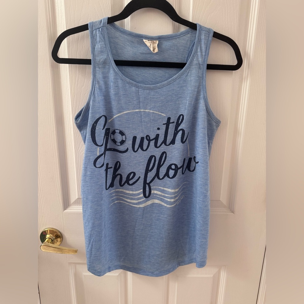 Daisy Light Blue 'Go With the Flow' Graphic Tank with Cream Accents